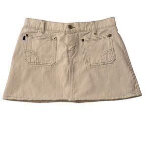 Juicy Couture Skirt Jeans Beige Denim Mini Skirt Size M Made in USA